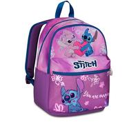 Seven Stitch Double Compartment School Backpack, Bottle Pocket, Padded Shoulder Straps, Girls and Girls, Purple