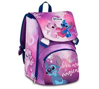Seven Stitch Expandable Backpack, Adjustable Volume, Double Compartment, Bottle Pocket, School and Leisure, Girls and Girls, Purple