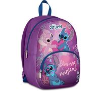Seven Stitch Double Compartment School Backpack, Bottle Pocket, Padded Shoulder Straps, Girls and Girls, Purple