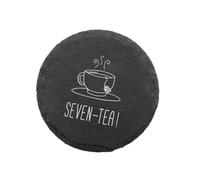 "Seven-tea!" Engraved Slate Coaster - Funny 70th Birthday Gift For Tea Lovers