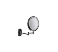 (Seven Times Magnification, Battery Models Black) 8 Inch Wall-mounted Double-sided Makeup Mirror Led Three-tone Light Bathroom Mirror