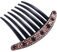 Seven-Tooth Comb, Temperament Rhinestone Acrylic Hair Comb Colorful Design All-Match Korean Style Headwear Simple Hair Accessories(Coffee) Practical treatment