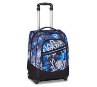 Seven Trolley Backpack, 38 L, Double Use, Double Compartment, Concealed Shoulder Straps, School and Leisure, Mystic Gray, Kids and Youth, Blue/Black