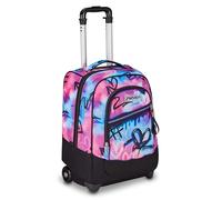 Seven Trolley Backpack, 38L, Dual Use, Double Compartment, Concealed Shoulder Straps, School and Leisure, Rodhamine Red, Girls and Girls, Pink/Black