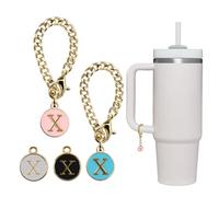 Seven uncles 4PCS Letter Charm Accessories for Stanley Cup, Initial Charm Name ID Handle Charm for Modern Tumbler, Fits for All Water Cup Handles (X)