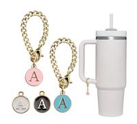 Seven uncles 4PCS Letter Charm Accessories for Stanley Cup, Initial Charm Name ID Personalized Handle Charm for Modern Tumbler, Suitable for All Water Cup Handles Identification Letter Pendant Chain