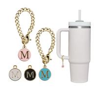 Seven Uncles 4PCS Stanley Cup Letter Charms - Name ID Handle Charms for Modern Tumblers, Fits All Water Cup Handles, 1*1*0.75 inches, Stainless Steel, No Gemstone