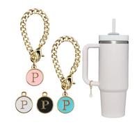 Seven Uncles 4PCS Stanley Cup Letter Charms - Name ID Handle Charms for Modern Tumblers, Fits All Water Cup Handles, 1*1*0.75 inches, Stainless Steel, No Gemstone