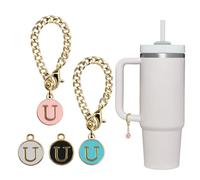 Seven Uncles 4PCS Stanley Cup Letter Charms - Name ID Handle Charms for Modern Tumblers, Fits All Water Cup Handles, 1*1*0.75 inches, Stainless Steel, No Gemstone