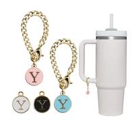 Seven Uncles 4PCS Stanley Cup Letter Charms - Name ID Handle Charms for Modern Tumblers, Fits All Water Cup Handles, 1*1*0.75 inches, Stainless Steel, No Gemstone