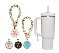 Seven Uncles 4PCS Stanley Cup Letter Charms - Name ID Handle Charms for Modern Tumblers, Fits All Water Cup Handles, 1*1*0.75 inches, Stainless Steel, No Gemstone