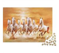 Seven White Horses Galloping 1000 Pc Eco-Friendly Paper Premium Jigsaw Puzzle for Kids Puzzle Beginners, Ultra Difficult Puzzle, After-school Puzzle Activity, Puzzle 38x26cm/1000pcs