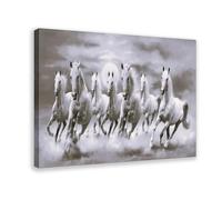 Seven White Horses Galloping 2 Canvas Poster Wall Art Decor Print Picture Paintings for Living Room Bedroom Decoration 20x30inch(50x75cm)