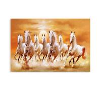 Seven White Horses Galloping Canvas Poster Wall Art Decor Print Picture Paintings for Living Room Bedroom Decoration 08x12inch(20x30cm)