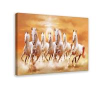 Seven White Horses Galloping Canvas Poster Wall Art Decor Print Picture Paintings for Living Room Bedroom Decoration 16x24inch(40x60cm)