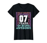 Seven Year Old Birthday, 7 Years Old, Seventh, 7th Birthday Value Graphic T-Shirt, Women, Black, M