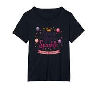 Seven Years of Sparkle Happy Birthday Princess Party T-Shirt, Women's Plus, Black, 1X