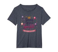 Seven Years of Sparkle Happy Birthday Princess Party T-Shirt, Women's Plus, Heather Blue, 1X