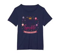 Seven Years of Sparkle Happy Birthday Princess Party T-Shirt, Women's Plus, Navy, 1X