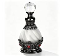 SEVENBEES 15ml Vintage Glass Perfume Bottle with Antique Silver Flower Figurine - Refillable Empty Decorative Bottle for Essential Oils - Girl or Women Gift for Dresser Table Decor
