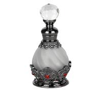 SEVENBEES 15ml Vintage Glass Perfume Bottle with Antique Silver Flower Figurine - Refillable Empty Decorative Bottle for Essential Oils - Girl or Women Gift for Dresser Table Decor