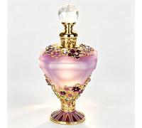 SEVENBEES 30ml Decorative Glass Perfume Bottle with Purple Diamond Bottle Body and Forget-me-not Flower - Refillable Empty Glass Bottle for Home Decor - Mothers Day Gifts