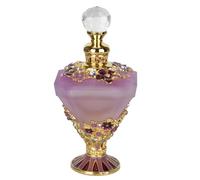 SEVENBEES 30ml Decorative Glass Perfume Bottle with Purple Diamond Bottle Body and Forget-me-not Flower - Refillable Empty Glass Bottle for Home Decor - Mothers Day Gifts