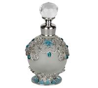 SEVENBEES Glass Perfume Bottle 25ml with Blue Forget-me-not Flower | Refillable, Decorative, Empty, Vintage, Essential Oils, Girl or Women Gift, Souvenir, Dresser Table Decor, Mothers Day Gifts