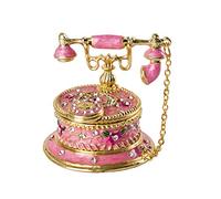 SEVENBEES Hand Painted Enameled Decorative Telephone Hinged Jewelry Trinket Box