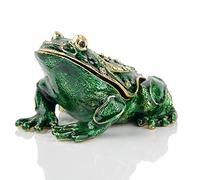 SEVENBEES Large Frog Trinket Box Hinged Jewelry Boxes Hand Painted Enameled Frog Figurine Collectibles Gift for Home Decor
