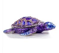 SEVENBEES Purple Sea Turtle Figurine Decorative Hinged Trinket Box Lake Turtle