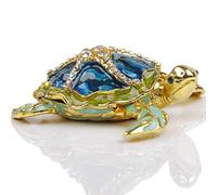 SEVENBEES Sea Turtle Figurine Hinged Trinket Box Decorative Jewelry Boxes with Sea Star Figure