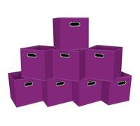 SEVENDOME Fabric Cloth Storage Bins,Fabric Cube Organizer with Dual Handles Foldable Cube Storage Baskets for Home Bedroom Storage,Set of 8,(Purple)