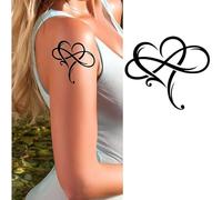 SevenDosong Tattoo Design 6 Sheets Big Heart with Infinity Symbol Temporary Tattoo Realistic Water-Proof Fake Body Art Fake Face Tattoos