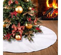 SevenFish 48 inch Plain White Christmas Tree Skirt Large Double Layers Soft Burlap Tree Skirt for Merry Christmas Party Traditional Christmas Tree Decorations