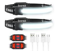 SEVENKA 2 Rechargeable Headlamps, Bright LED Headlamp Flashlight, Wide Beam Headband Light, 210° Illumination, 500 Lumen, 3.8oz Lightweight Head Lamp for Camping, Hiking, Hard Hat Headlight
