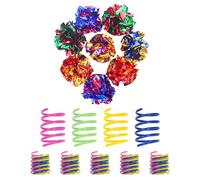 SEVENKA Cat Toys 8 Pcs Color Crinkle Balls and 24 Spring Toys, 2in/5cm Cat Toy Balls, Kitten Toys, Plastic Spiral Springs for Cat Swatting, Biting, Hunting, Active Healthy Play