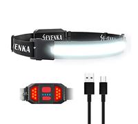 SEVENKA Rechargeable LED Headlamp, 210 Illumination, 500 Lumen, Adjustable & Comfortable, IP55 Water Resistant, 3.8oz Lightweight, Ideal for Camping, Running, Hiking, Hardhat Headlight
