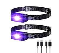 SEVENKA UV Head Torch Rechargeable LED Hand Free 395nm with White and UV Light Detector for Pet Urine Stains, Bed Bugs, Scorpions, Pack of 2