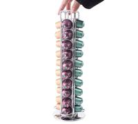 SEVENLINE Coffee Pod Holder Stand Compatible With Nespresso Original Pods Carousel Storage Rack Capsules Organizer For 40 Capsules (Silvery)