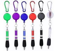 SevenMye 6 Pcs Clip On Pens Carabiner Pens Portable Retractable Badge Reel Pen Belt Clip and Carabiner Keychain Ballpoint Pen for Workers Colleagues Nurses Teachers School Office Supplies(6 Colors)