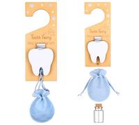 SevenMye Tooth Fairy Door Hanger Tooth Holder Bag with Velvet Pouch Teeth Keepsake Container Encourage Gift for Lost Milk Teeth Tiny Humans