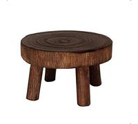SevenMye Wooden Little Stool Plant Stand, Round Wood Flower Pot Plant Display Stand Bonsai Holder Potted Display Shelf for Indoor Outdoor Home Decor