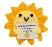 SEVENPARK Sunshine Emotional Support Crochet Gift for Students & Office Desk - Handmade Motivational Sunshine with Positive Message Card for Anxiety Relief & Good Luck, Mini Positivity Gift
