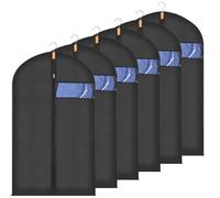 Sevenpers 6 Pack Suit Bags Garment Bags for Hanging Clothes, Waterproof Dustproof Moth-proof Clothes Covers with Zip, Suit Storage Bags for Suits, Dresses, Coats, Gowns and Jackets, 60 x 100 cm, Black