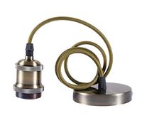 Sevenpers Ceiling Pendant Light Fitting, E27 Bronze Vintage Style Ceiling Rose Rustic Light Fitting Lamp Holder Kit with Ground Wire and 90cm Braided Cable