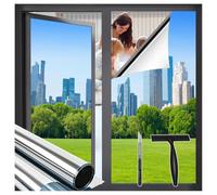 Sevenpers One Way Window Film, Heat Reducing UV Blocking Anti Glare Reflective Window Film Mirror Effect Privacy Film, for Glass Windows with Tools for Home and Office, Silver 90x400cm