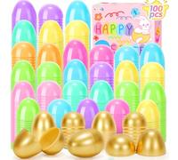 SevenQ Plastic Easter Eggs Fillable, 100Pcs Empty Colorful for Easter Basket Stuffers, Easter Gifts for Kids Party Favors Candy Filled Pinata Treasure Box Toys Classroom Goodie Bags Egg Hunt Supplies