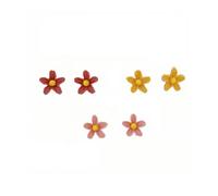 SEVENSTONE 3 Pairs Flower Earrings for Women Colorful five-petal Flowers Earrings Yellow Stud Earrings Spring Earrings Jewelry, Metal, No Gemstone