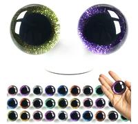 SEVENSUN 20 PCS 40mm Safety Eyes, 10 Colors Sparkling 3D Glitter Eyes with Washers, Doll Eyes Stuffed Crochet Eyes, Craft Doll Making Safety Eyes for Crocheting Amigurumi